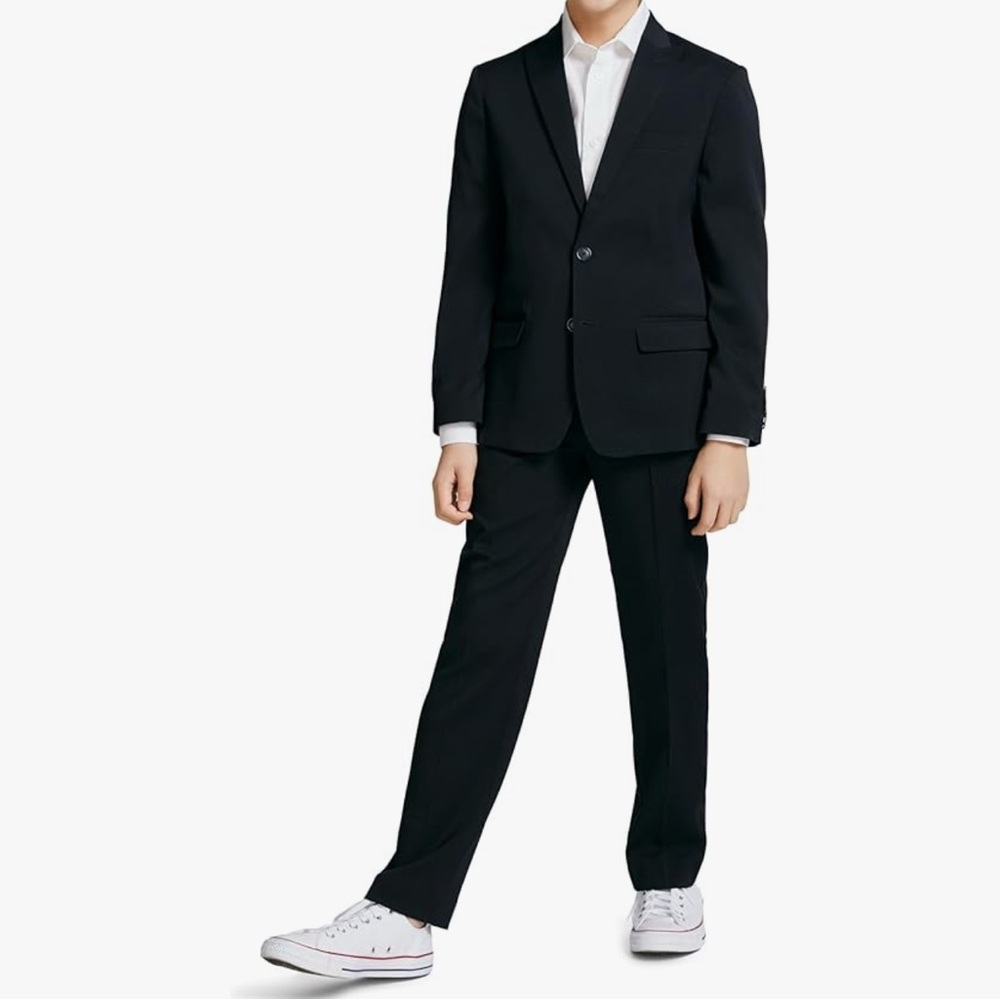 Calvin Klein Boys' 2-piece Formal Suit Set,Single Breasted Jacket &Straight Leg